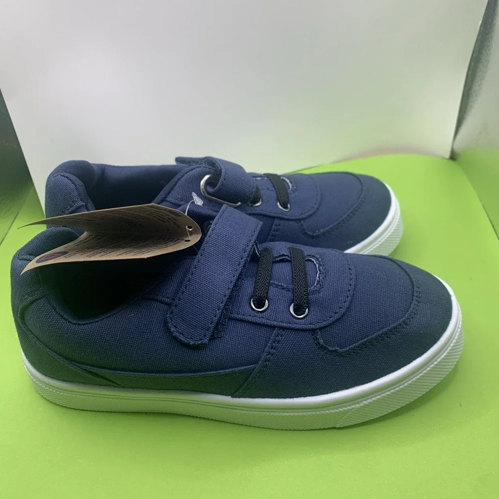 Oomphies Boys Ethan Navy Blue Hook & Loop Strap Sneaker Shoes 12Y New With Tags